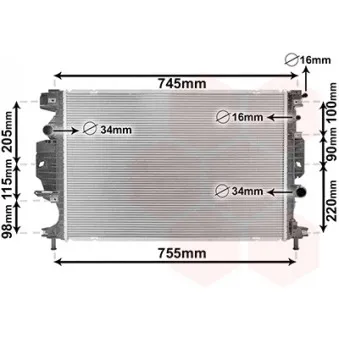 Radiateur, refroidissement du moteur VAN WEZEL 18002642