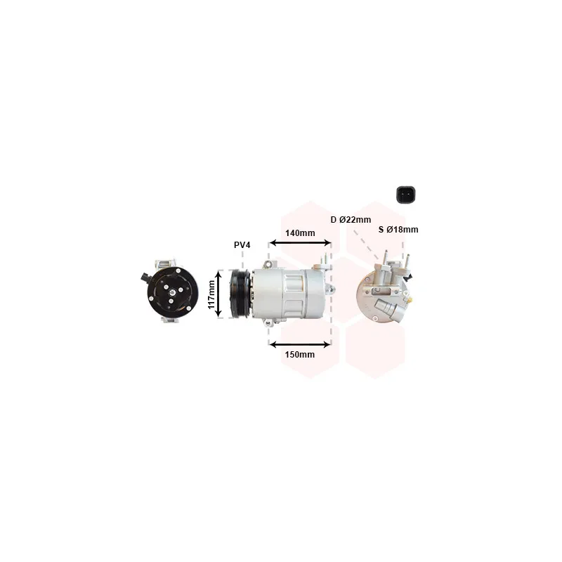 Compresseur, climatisation VAN WEZEL 1800K595