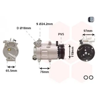 Compresseur, climatisation VAN WEZEL 1801K001