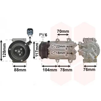 Compresseur, climatisation VAN WEZEL 1801K728
