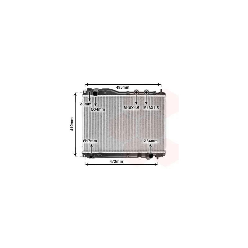 Radiateur, refroidissement du moteur VAN WEZEL 25002204