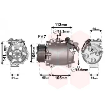 Compresseur, climatisation VAN WEZEL 2500K263