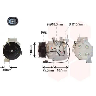 Compresseur, climatisation VAN WEZEL 2500K700