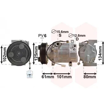 Compresseur, climatisation VAN WEZEL 2700K207