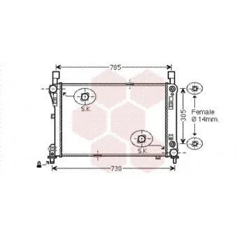 Radiateur, refroidissement du moteur VAN WEZEL 30002478