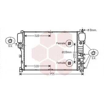 Radiateur, refroidissement du moteur VAN WEZEL 30002492