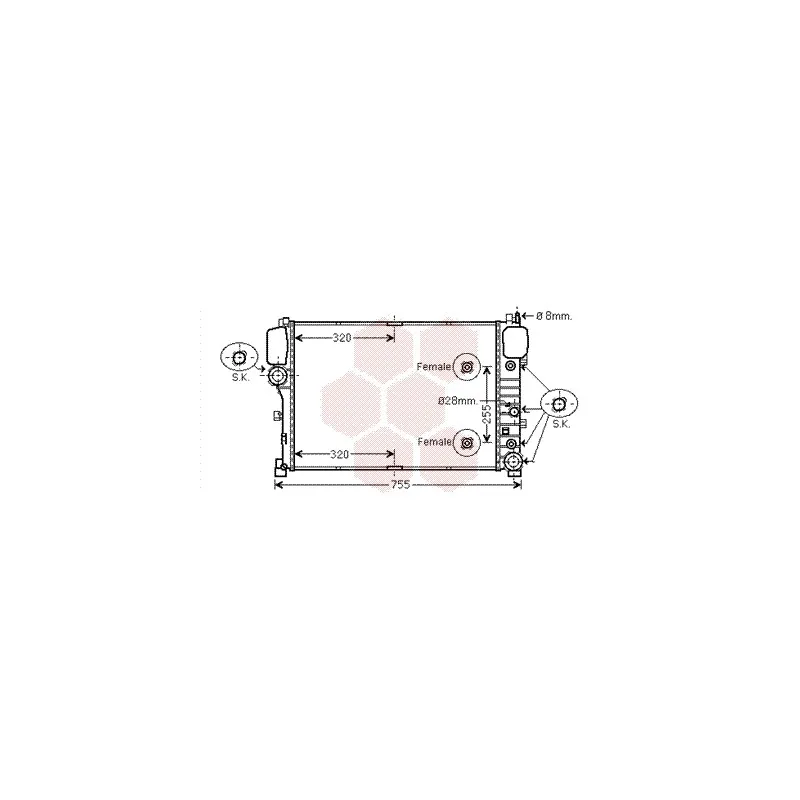 Radiateur, refroidissement du moteur VAN WEZEL 30002492