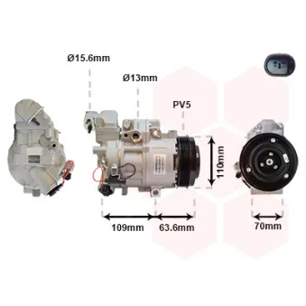 Compresseur, climatisation VAN WEZEL 3000K075