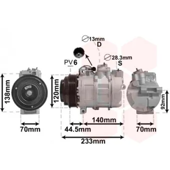 Compresseur, climatisation VAN WEZEL 3000K277