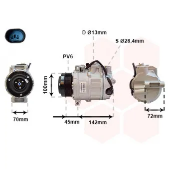 Compresseur, climatisation VAN WEZEL 3000K351