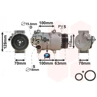 Compresseur, climatisation VAN WEZEL 3000K434