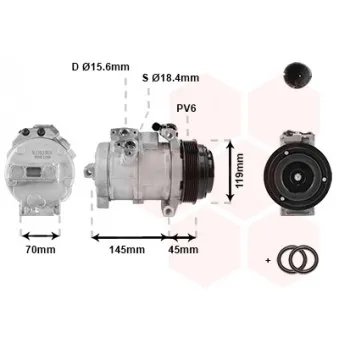 Compresseur, climatisation VAN WEZEL 3000K530