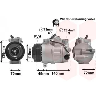 Compresseur, climatisation VAN WEZEL 3000K568