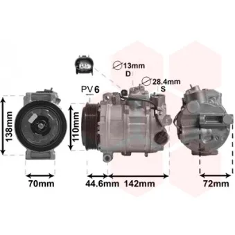Compresseur, climatisation VAN WEZEL 3000K611