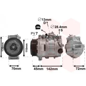 Compresseur, climatisation VAN WEZEL 3000K636