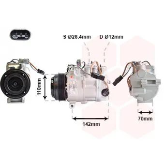 Compresseur, climatisation VAN WEZEL 3000K676