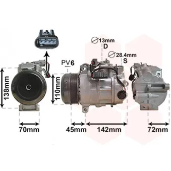 Compresseur, climatisation VAN WEZEL 3000K682