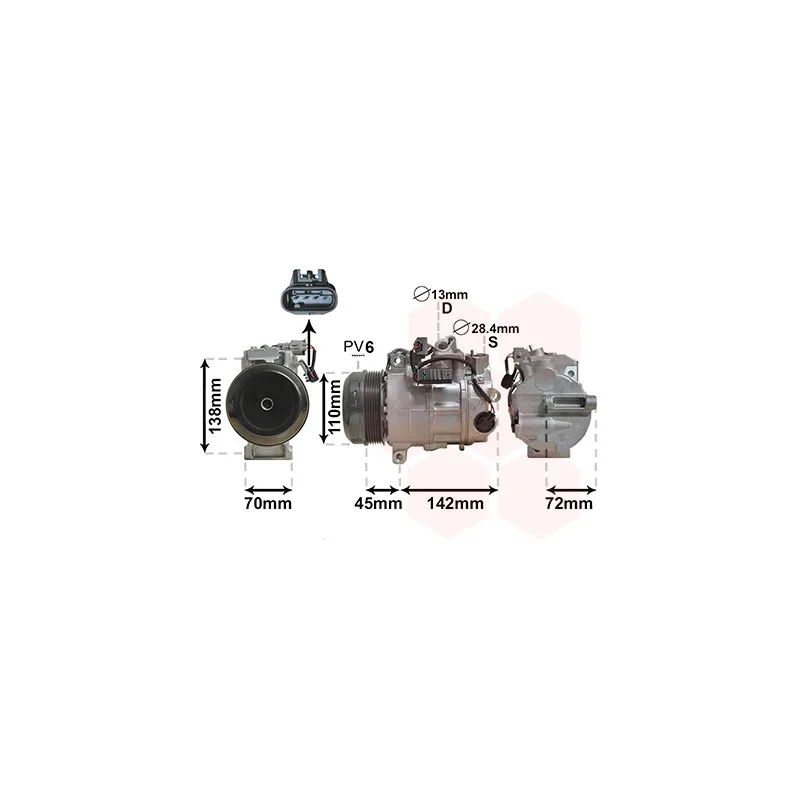 Compresseur, climatisation VAN WEZEL 3000K683