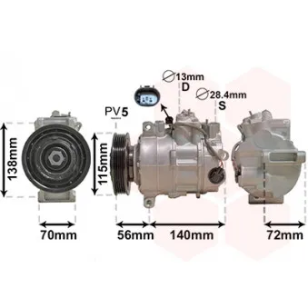 Compresseur, climatisation VAN WEZEL 3000K704