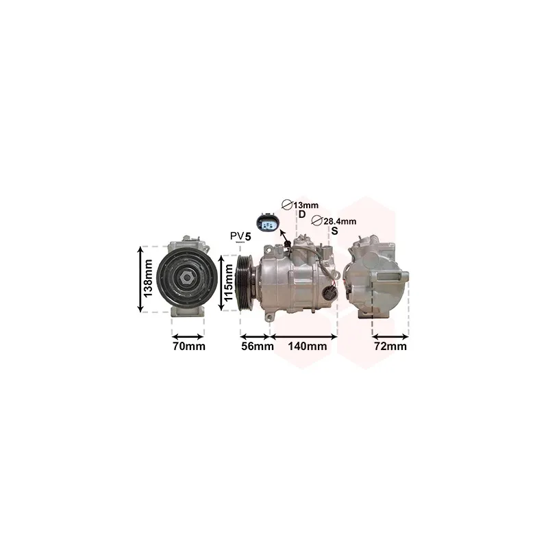 Compresseur, climatisation VAN WEZEL 3000K704