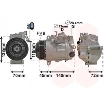 Compresseur, climatisation VAN WEZEL 3000K705