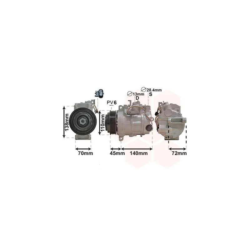 Compresseur, climatisation VAN WEZEL 3000K705