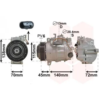 Compresseur, climatisation VAN WEZEL 3000K710