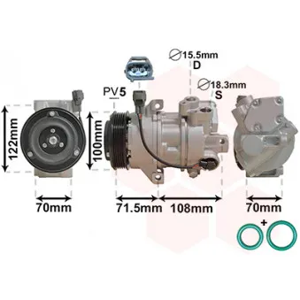 Compresseur, climatisation VAN WEZEL 3200K249