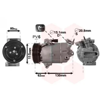 Compresseur, climatisation VAN WEZEL 3300K390