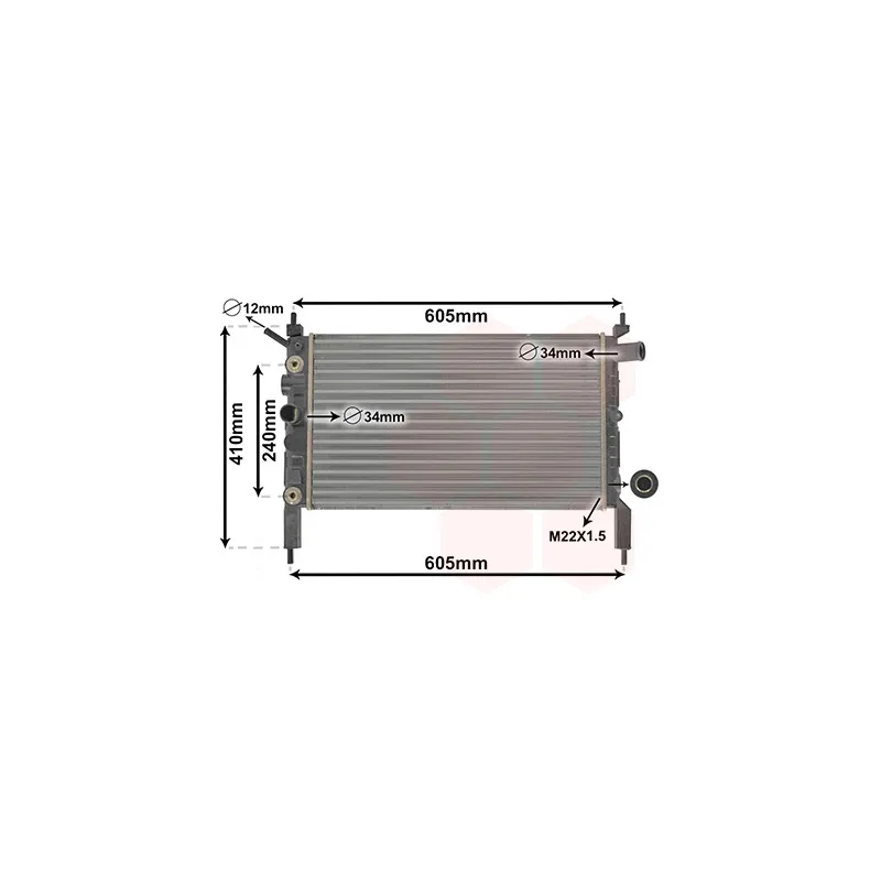 Radiateur, refroidissement du moteur VAN WEZEL 37002026