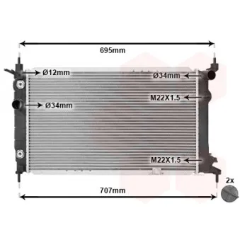 Radiateur, refroidissement du moteur VAN WEZEL 37002169