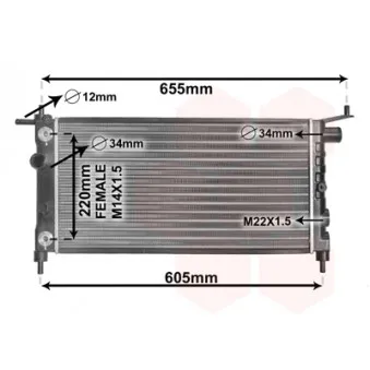 Radiateur, refroidissement du moteur VAN WEZEL 37002184