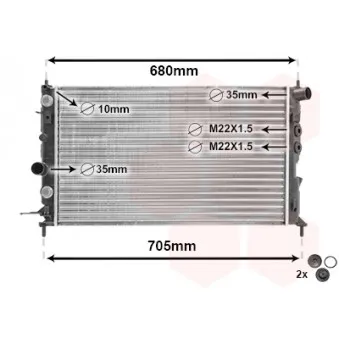 Radiateur, refroidissement du moteur VAN WEZEL 37002220