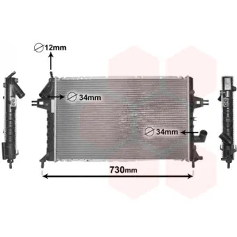 Radiateur, refroidissement du moteur VAN WEZEL 37002294