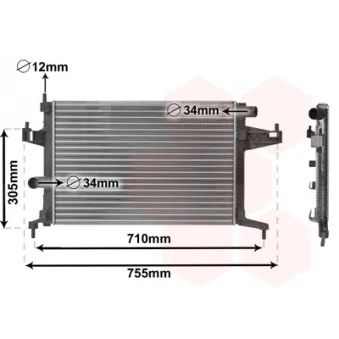 Radiateur, refroidissement du moteur VAN WEZEL 37002306