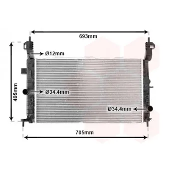 Radiateur, refroidissement du moteur VAN WEZEL 37002348