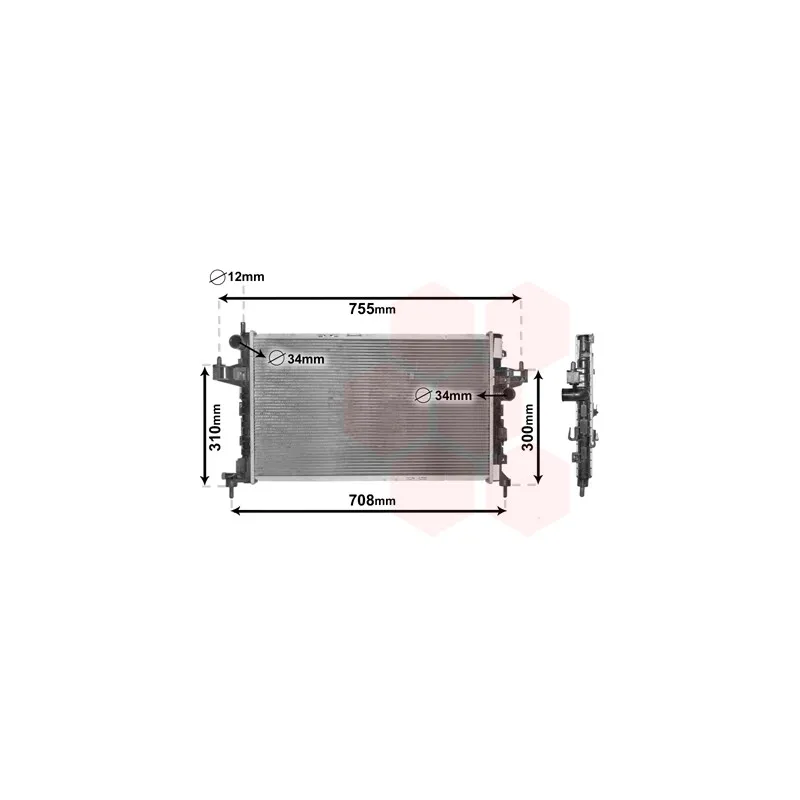Radiateur, refroidissement du moteur VAN WEZEL 37002380
