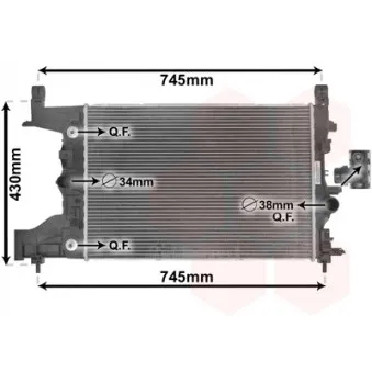 Radiateur, refroidissement du moteur VAN WEZEL 37002545