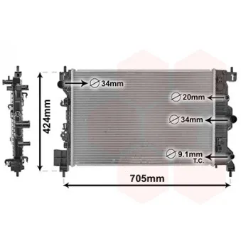 Radiateur, refroidissement du moteur VAN WEZEL 37002666