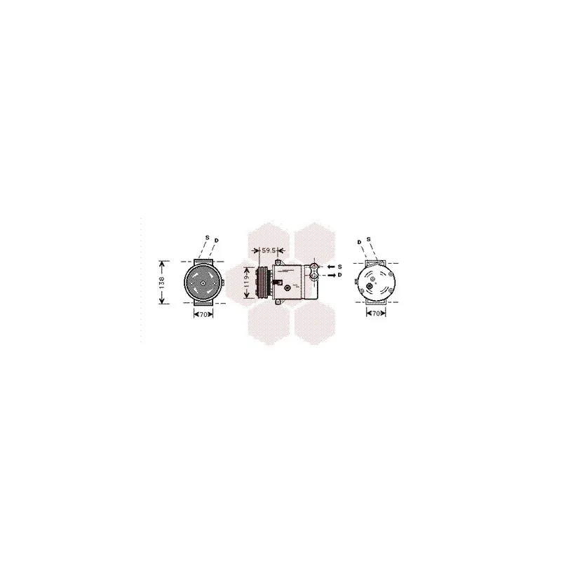 Compresseur, climatisation VAN WEZEL 3700K273