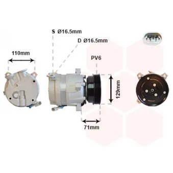 Compresseur, climatisation VAN WEZEL 3700K276