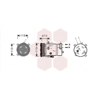 Compresseur, climatisation VAN WEZEL 3700K277