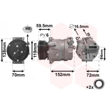 Compresseur, climatisation VAN WEZEL 3700K279