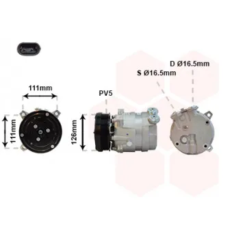 Compresseur, climatisation VAN WEZEL 3700K280