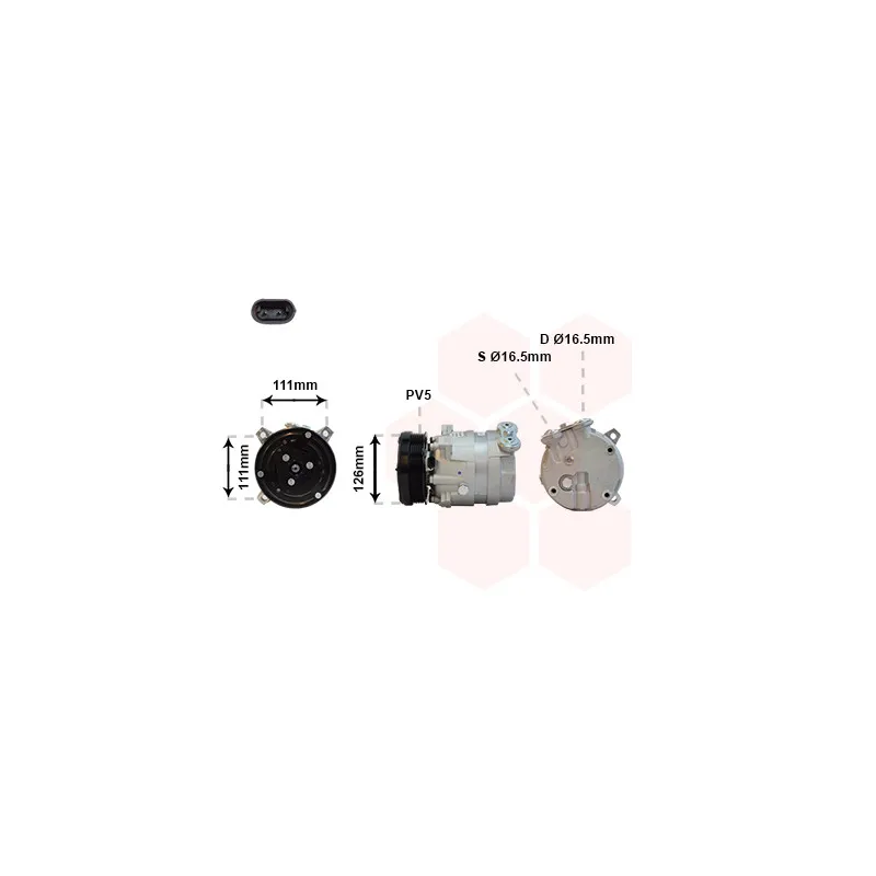 Compresseur, climatisation VAN WEZEL 3700K280
