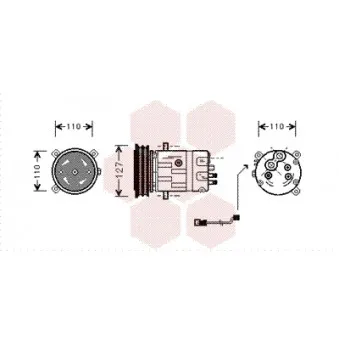 Compresseur, climatisation VAN WEZEL 3700K290