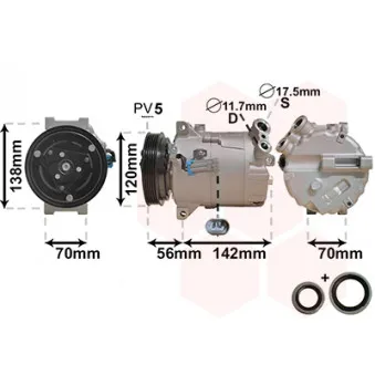 Compresseur, climatisation VAN WEZEL 3700K313