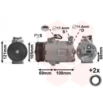 Compresseur, climatisation VAN WEZEL 3700K316