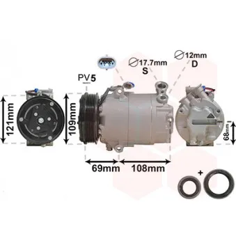 Compresseur, climatisation VAN WEZEL 3700K317