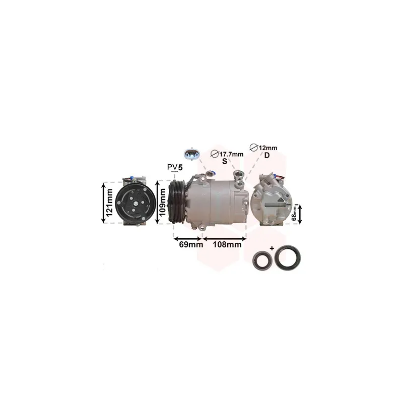 Compresseur, climatisation VAN WEZEL 3700K317